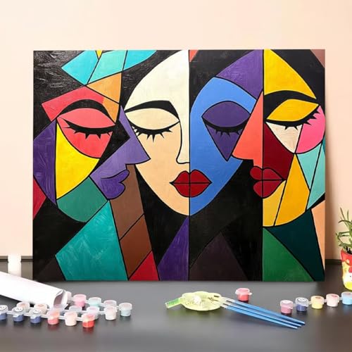 Malen Nach Zahlen Erwachsene Kunst, Malen Nach Zahlen Abstrakt, Paint by Numbers Basteln Erwachsene Mit 3 - Pinseln und Acrylfarbe Leinwand Kit für Heimdekoration - 20 x 30 cm (Ohne Rahmen) O1-Z von GUERUUIE