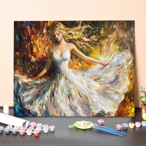Malen Nach Zahlen Erwachsene Mädchen, Malen Nach Zahlen Abstrakt, Paint by Numbers Basteln Erwachsene Mit 3 - Pinseln und Acrylfarbe Leinwand Kit für Heimdekoration - 30 x 40 cm (Ohne Rahmen) C3-V von GUERUUIE