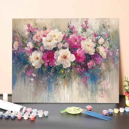 Malen Nach Zahlen Erwachsene Pflanze, DIY Handgemalt Ölgemälde Leinwand für Anfänger, Malen Nach Zahlen Blume Bastelset Erwachsene, Paint by Numbers für Heimdekoration 100x135cm (Ohne Rahmen) JH-7 von GUERUUIE