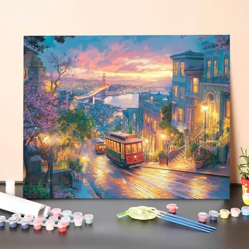 Malen Nach Zahlen Erwachsene Stadt, Handgemalt Ölgemälde Leinwand für Anfänger, Malen Nach Zahlen Straße Bastelset Erwachsene, Paint by Numbers für Heimdekoration, Geschenk 50x70cm (Ohne Rahmen) 7G-O Malen Nach Zahlen Erwachsene Stadt, Handgemalt Ölgemälde Leinwand für Anfänger, Malen Nach Zahlen Straße Bastelset Erwachsene, Paint by Numbers für Heimdekoration, Geschenk 50x70cm (Ohne Rahmen) 7G-O von GUERUUIE