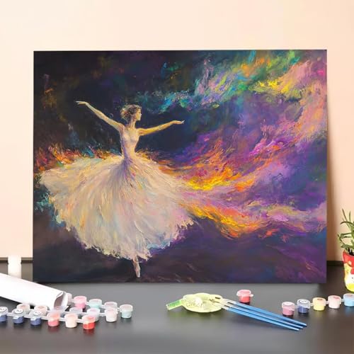 Malen Nach Zahlen Erwachsene Tänzer, Malen Nach Zahlen Mädchen, Paint by Numbers Basteln Erwachsene Mit 3 - Pinseln und Acrylfarbe Leinwand Kit für Heimdekoration - 90 x 120 cm (Ohne Rahmen) 4Y-Y von GUERUUIE