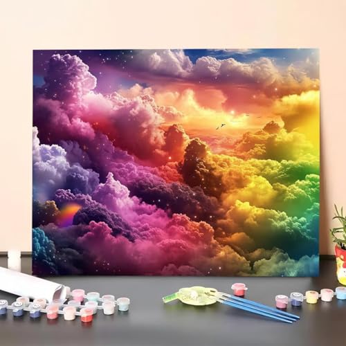 Malen Nach Zahlen Erwachsene Traum, Malen Nach Zahlen Himmel, Paint by Numbers Basteln Erwachsene Mit 3 - Pinseln und Acrylfarbe Leinwand Kit für Heimdekoration, Geschenk 40 x 55 cm (Ohne Rahmen) 38-D von GUERUUIE