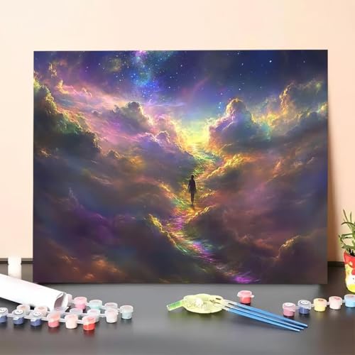 Malen Nach Zahlen Erwachsene Traum, Malen Nach Zahlen Himmel, Paint by Numbers Basteln Erwachsene Mit 3 - Pinseln und Acrylfarbe Leinwand Kit für Heimdekoration, Geschenk 50 x 70 cm (Ohne Rahmen) NI-6 von GUERUUIE