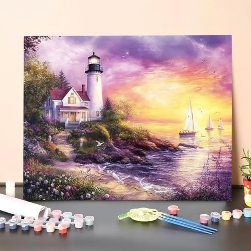 Malen Nach Zahlen Erwachsene Turm, DIY Handgemalt Ölgemälde Leinwand für Anfänger, Malen Nach Zahlen Boot Bastelset Erwachsene, Paint by Numbers für Heimdekoration, Geschenk 35x45cm (Ohne Rahmen) 6D-H Malen Nach Zahlen Erwachsene Turm, DIY Handgemalt Ölgemälde Leinwand für Anfänger, Malen Nach Zahlen Boot Bastelset Erwachsene, Paint by Numbers für Heimdekoration, Geschenk 35x45cm (Ohne Rahmen) 6D-H von GUERUUIE