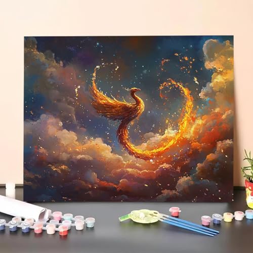 Malen Nach Zahlen Erwachsene Vogel, Handgemalt Ölgemälde Leinwand für Anfänger, Malen Nach Zahlen Wolke Bastelset Erwachsene, Paint by Numbers für Heimdekoration, Geschenk 70x95cm (Ohne Rahmen) SW-5 von GUERUUIE