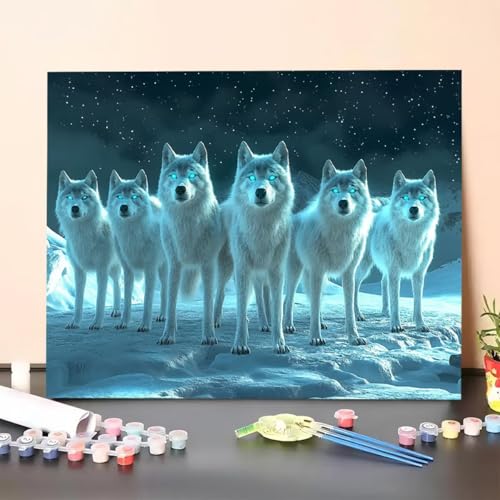 Malen Nach Zahlen Erwachsene Wolf, DIY Handgemalt Ölgemälde Leinwand für Anfänger, Malen Nach Zahlen Tier Bastelset Erwachsene, Paint by Numbers für Heimdekoration, Geschenk 60x80cm (Ohne Rahmen) 9C-N Malen Nach Zahlen Erwachsene Wolf, DIY Handgemalt Ölgemälde Leinwand für Anfänger, Malen Nach Zahlen Tier Bastelset Erwachsene, Paint by Numbers für Heimdekoration, Geschenk 60x80cm (Ohne Rahmen) 9C-N von GUERUUIE