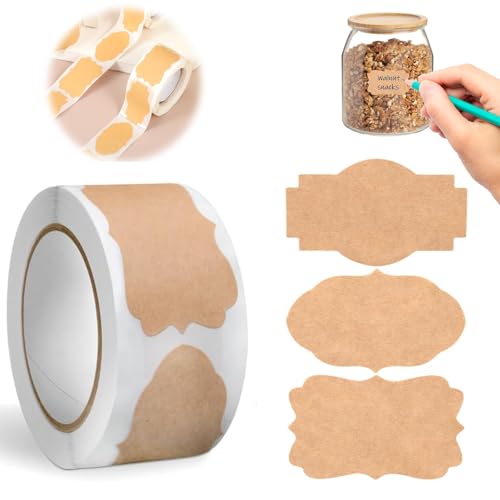 300 Stücke Kraft Etiketten Aufkleber Selbstklebend Kraft Aufkleber Etiketten Marmeladengläser Kraftpapier Aufkleber Handmade Aufkleber Zum Beschriften Für Geschenktüten,Umschläge,Etc. von GUIANLOU