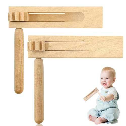 GUIANLOU 2 Stück Holzratsche Geräusche Maker Holz Spinning Ratsche Holz Rassel Ratsche Doppel Rat sche Ho lz Rat sche Noise Maker Für Spiele Parteien Veranstaltungen,Sportveranstaltungen von GUIANLOU