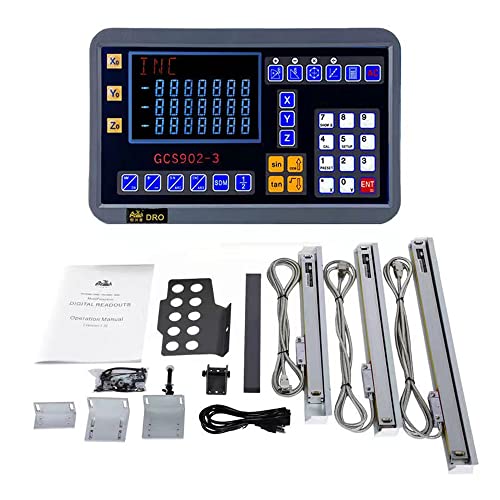 3 Achsen LCD DRO Digitalanzeige Kit5µm TTL Positionsanzeige für Ihre Drehmaschine, Fräsmaschine, Schleifmaschine usw, Schiff aus Deutschland (5µm-2Axis) (150mm+200mm+850mm) von GUILOPOER