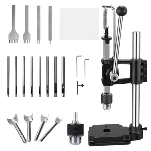 Leder Locher Werkzeug Guilopoer Lochmaschine mit 4 Zinken + 7 Lochstanzern, Lederdruckmaschinen Stanzen Zinken Stempeln Punche,DIY Maschine zum Lochen von Leder von GUILOPOER