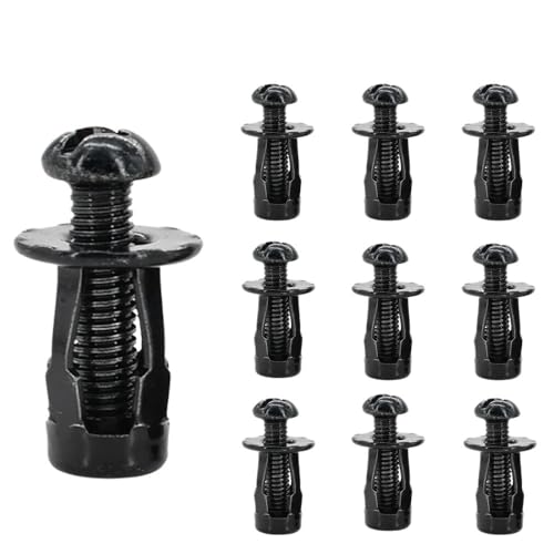 GUIPENG Blütenblattförmige Metallmutter, Dehnschraube, M4, M5, M6, M8, Klinkenmuttern, Klinkenmutter, Nummernschildbefestigung, Klemme, Sicherungsnietmutter, Nietmutter(ScrewNut(10Set) Black,M4x20) von GUIPENG