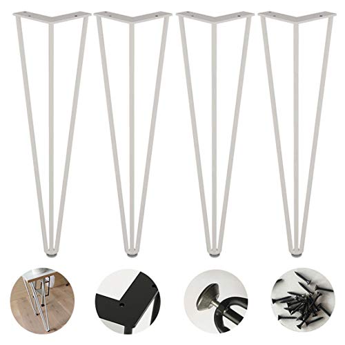 GUIXAN 4 Haarnadel-Tischbeine, robuste Möbelbeine aus Metall, Couchtischbein mit 3 Stangen im industriellen Stil, 10 mm Stahl, für Laptop-Tisch, Büro, Schreibtisch, Esstisch, TV-Ständer, von GUIXAN