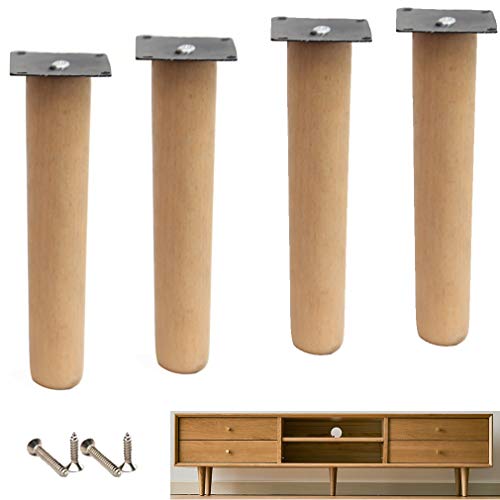 GUIXAN 4 Stück Möbelbeine aus massiver Buche, konische Ersatz-Sofafüße, vertikale Küchentischbeine aus Holz, Esstisch-Couchtischfüße, für Bett, Tisch, Bank, TV-Schrank, mit Montagezubehör GUIXAN 4 Stück Möbelbeine aus massiver Buche, konische Ersatz-Sofafüße, vertikale Küchentischbeine aus Holz, Esstisch-Couchtischfüße, für Bett, Tisch, Bank, TV-Schrank, mit Montagezubehör von GUIXAN
