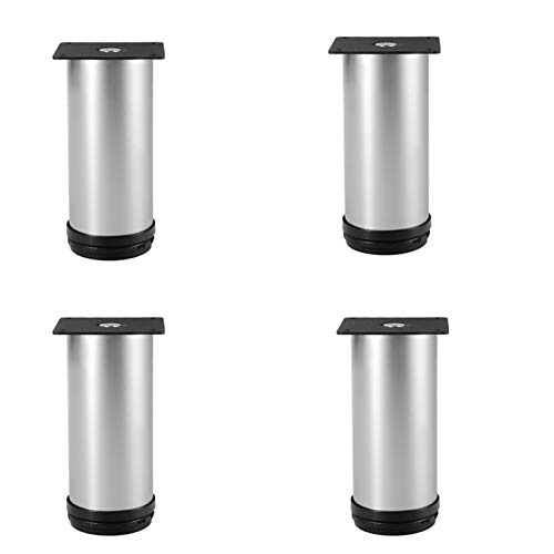 GUIXAN 4 Stück verstellbare Metall-Sofabeine, DIY runde Möbelbeine, Fußbett, Couchfüße, Edelstahl-Schrankbeine, für Kleiderschrank, Couchtische, Nachttisch, TV-Ständer, Schrank, mit Schra von GUIXAN
