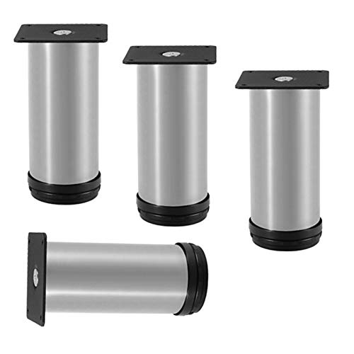 GUIXAN 4 Stück verstellbare Metall-Sofabeine, DIY runde Möbelbeine, Fußbett, Couchfüße, Edelstahl-Schrankbeine, für Kleiderschrank, Couchtische, Nachttisch, TV-Ständer, Schrank, mit Schra von GUIXAN