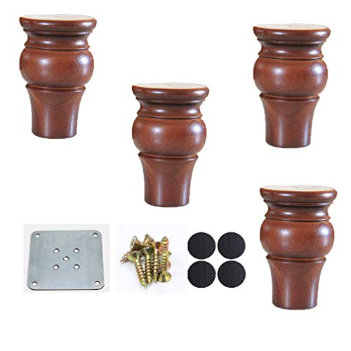 GUIXAN 4 x Möbelbeine aus Eiche, Sofabeine, TV-Beine, Ersatzbeine für Tisch, Nachttisch, Hocker, mit Schrauben, 6 cm, 8 cm, 10 cm, 12 cm, braun von GUIXAN