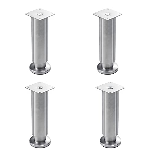 GUIXAN 4er-Pack Möbelbeine, Sofaerhöhungsfüße, verstellbare Schrankbeine, Möbelstützfüße aus Edelstahl, Tischbeine aus Metall, DIY-Ersatzteile, mit Schrauben, Silber (30 cm) von GUIXAN