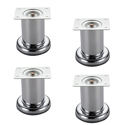 GUIXAN 4er-Set Möbelfüße aus Edelstahl, runde Schrankfüße, Tischfüße, Sofafüße, Möbelbeine, Küchenschränke, Frühstücksbar, Schreibtisch, Metallbeine, Couchtischfüße, Stuhlfüße, mit Schrau von GUIXAN