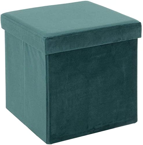 GUIXAN Fußhocker, dunkelgrün, zusammenklappbarer Ottoman mit Stauraum, 38 cm, Würfel mit Bezug aus Samtstoff, gepolsterter Deckel, idealer zusätzlicher Sitz, Fußhocker, Spielzeugkiste, Ze GUIXAN Fußhocker, dunkelgrün, zusammenklappbarer Ottoman mit Stauraum, 38 cm, Würfel mit Bezug aus Samtstoff, gepolsterter Deckel, idealer zusätzlicher Sitz, Fußhocker, Spielzeugkiste, Ze von GUIXAN