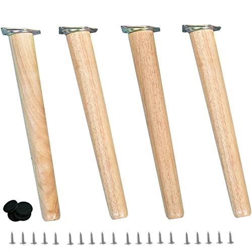 GUIXAN Massivholz-Möbelbeine, Sofabeine aus natürlichem Holz, Kommodenbeine, Tischstuhl-Ersatzfüße, für Couch, Bett, Sessel, Fernseher, mit Rutschfester Matte, 4er-Set, Buchenholz, schräg von GUIXAN