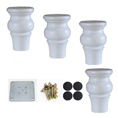 GUIXAN Möbelbein aus Eiche, Sofabein, 4 Stück, Bettbein, TV-Tischbein, Ersatzbein, für Tisch, Nachttisch, Hocker, mit Schrauben, 6 cm, 8 cm, 10 cm, 12 cm von GUIXAN