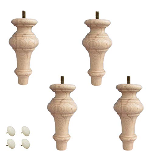 GUIXAN Packung mit 4 Massivholz-Möbelbeinen, unlackierte Brötchenfüße, runde Sofafüße aus Holz, für Bett, Couch, Schrank, Bank, Stuhl, Ottomane, Tisch, TV-Ständer, Loveseat, Kommode, Buch von GUIXAN