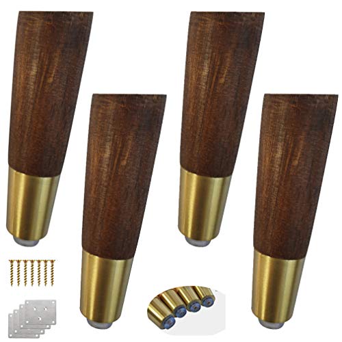 GUIXAN Set mit 4 Massivholz-Sofablättern, Gummiholz-Möbelfüßen, Möbelbeinen, Kegelersatz-Schrankfüßen, Bettbeinen, Couchtischbeinen, TV-Schrankfüßen, Holzfüßen, Fußabdeckung aus dunklem W GUIXAN Set mit 4 Massivholz-Sofablättern, Gummiholz-Möbelfüßen, Möbelbeinen, Kegelersatz-Schrankfüßen, Bettbeinen, Couchtischbeinen, TV-Schrankfüßen, Holzfüßen, Fußabdeckung aus dunklem W von GUIXAN