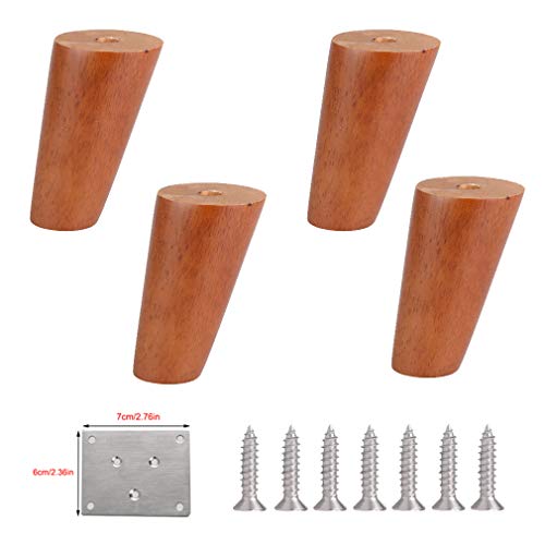 GUIXAN Set mit 4 Möbelbeinen aus Holz, runde Sofafüße aus massivem Gummiholz, schräge Kegel-Ersatzbeine für den Küchentisch, Bett, Kleiderschrank, Stuhl, TV-Schrank, Ottomane, Couchtischb von GUIXAN