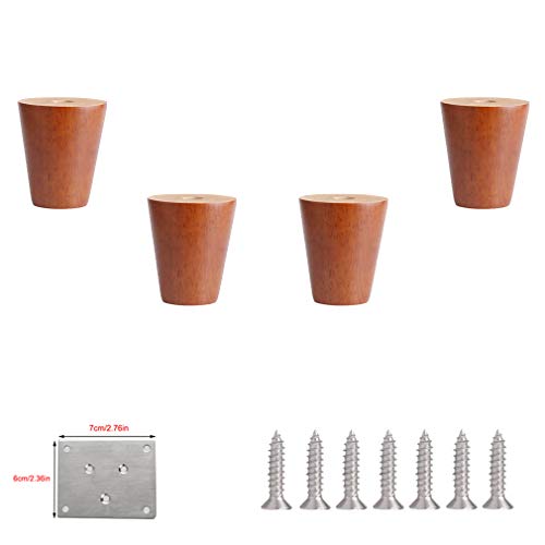 GUIXAN Set mit 4 Möbelbeinen aus Holz, runde Sofafüße aus massivem Gummiholz, vertikale Kegel-Ersatzbeine für den Küchentisch, Bett-, Kleiderschrank-, Stuhl-, TV-, Schrank- und Ottoman-Co von GUIXAN