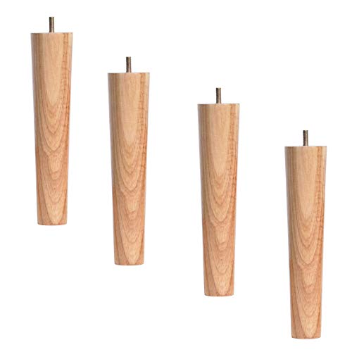 GUIXAN Set mit 4 Möbelbeinen aus Massivholz, Schrankfüßen mit Holzoberfläche, Couchtischbeinen, Sofafüßen, Ersatzbeinen, Couch-Kommode-Sesselfüßen, Holzfarbe, 5–70 cm, M8 5/16 Zoll Schrau von GUIXAN