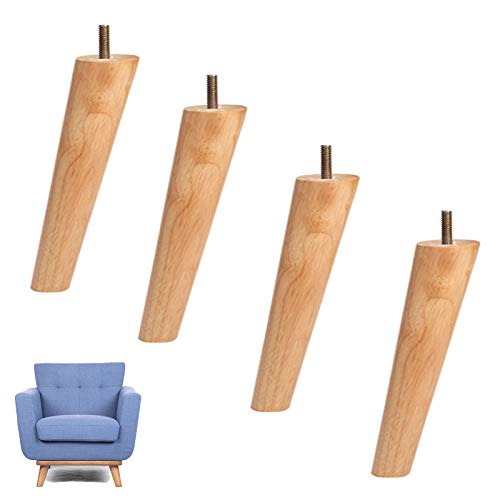 GUIXAN Set mit 4 Möbelbeinen aus Massivholz, Schrankfüßen mit Holzoberfläche, Couchtischbeinen, Sofafüßen, Ersatzbeinen, Couch-Kommode-Sesselfüßen, Holzfarbe, 5–70 cm, M8 5/16 Zoll Schrau von GUIXAN