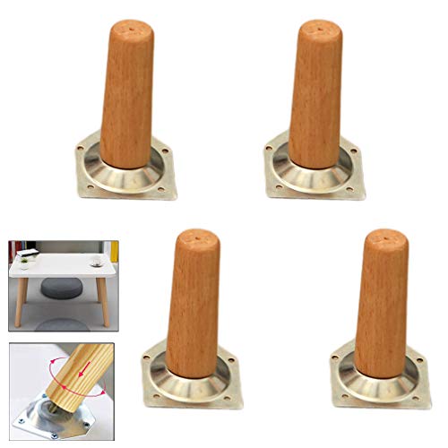 GUIXAN Set mit 4 Möbelbeinen aus massivem Buchenholz, schräge Holz-Küchentischbeine, konische Ersatz-Sofafüße, Esstisch, Couchtischfüße für Nachttisch, Bank, TV-Schrank, mit Montagezubehö von GUIXAN
