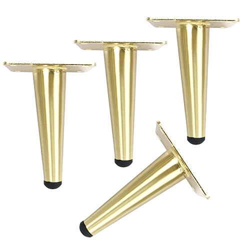 Sofabeine aus Metall, Möbelbeine, Satz mit 4 Schrankbeinen, Ersatzmöbelschrankfüße, für Ottomane, Couch, Bank, Kommode, Couchtisch, gerader Kegel, mit Schrauben, gebürstetes Gold ( Sofabeine aus Metall, Möbelbeine, Satz mit 4 Schrankbeinen, Ersatzmöbelschrankfüße, für Ottomane, Couch, Bank, Kommode, Couchtisch, gerader Kegel, mit Schrauben, gebürstetes Gold ( von GUIXAN
