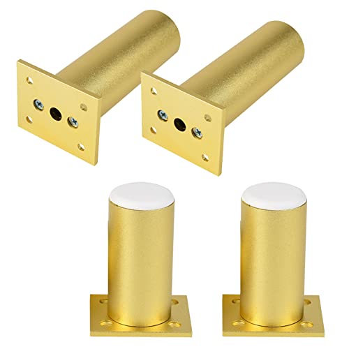 Verstellbare Sofabeine, Badezimmerschrankbeine, Tischfüße, Bettbeine, Möbelbeine aus Metall, runde Couch-Stützfüße, Möbelerhöhungsmatte, Aluminiumlegierung, mit Schrauben, Gold, 4e von GUIXAN