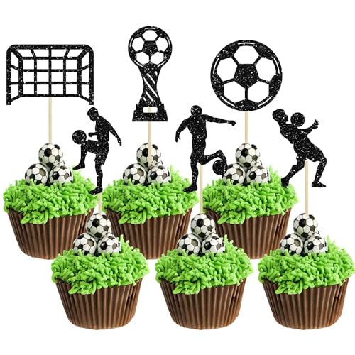 Fußball Kuchen Deko, 24 Stück Fußball Geburtstag Tortendeko, Fussball Cake Topper, Glitter Sport Fußball Kuchendekoration, fussball deko geburtstag kinder, Geschenke für Party Torten Deko Fußball Kuchen Deko, 24 Stück Fußball Geburtstag Tortendeko, Fussball Cake Topper, Glitter Sport Fußball Kuchendekoration, fussball deko geburtstag kinder, Geschenke für Party Torten Deko von GUIZIYAO