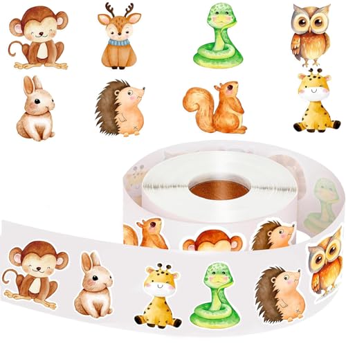 Tier Aufkleber, 500 Stück Aufkleber Tiere Kinder, mit 8 Cartoon-Tiermotiven, Tiersticker Selbstklebend, Belohnungsaufkleber Rolle, für Scrapbooking, DIY Handwerk, Geschenke für Kind Tier Aufkleber, 500 Stück Aufkleber Tiere Kinder, mit 8 Cartoon-Tiermotiven, Tiersticker Selbstklebend, Belohnungsaufkleber Rolle, für Scrapbooking, DIY Handwerk, Geschenke für Kind von GUIZIYAO