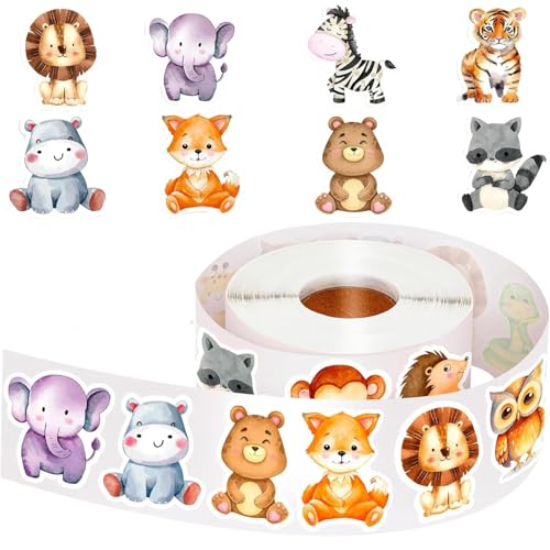 Tier Aufkleber, 500 Stück Aufkleber Tiere Kinder, mit 8 Cartoon-Tiermotiven, Tiersticker Selbstklebend, Belohnungsaufkleber Rolle, für Scrapbooking, DIY Handwerk, Geschenke für Kind Tier Aufkleber, 500 Stück Aufkleber Tiere Kinder, mit 8 Cartoon-Tiermotiven, Tiersticker Selbstklebend, Belohnungsaufkleber Rolle, für Scrapbooking, DIY Handwerk, Geschenke für Kind von GUIZIYAO