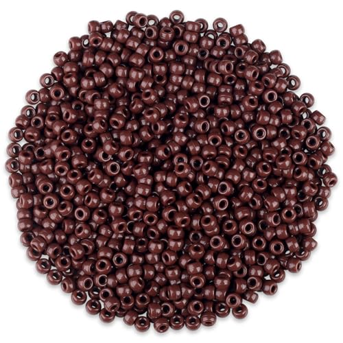 GUJOXILA 1000 Stück Braun Pony Perlen mit Zum Auffädeln Große Loch 6x9mm Kandi Beads Bastelperlen Pony Beads Perlen Set für Armbänder Halsketten Schlüsselanhänger Schmuckherstellung von GUJOXILA