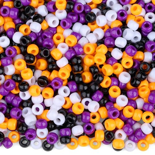 GUJOXILA 1000 Stück Halloween-Farben Pony Perlen mit Zum Auffädeln Große Loch 6x9mm Kandi Beads Bastelperlen Pony Beads Perlen Set für Armbänder Halsketten Schlüsselanhänger Schmuckherstellung GUJOXILA 1000 Stück Halloween-Farben Pony Perlen mit Zum Auffädeln Große Loch 6x9mm Kandi Beads Bastelperlen Pony Beads Perlen Set für Armbänder Halsketten Schlüsselanhänger Schmuckherstellung von GUJOXILA