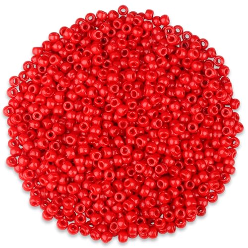 GUJOXILA 1000 Stück Rot Pony Perlen mit Zum Auffädeln Große Loch 6x9mm Kandi Beads Bastelperlen Pony Beads Perlen Set für Armbänder Halsketten Schlüsselanhänger Schmuckherstellung von GUJOXILA