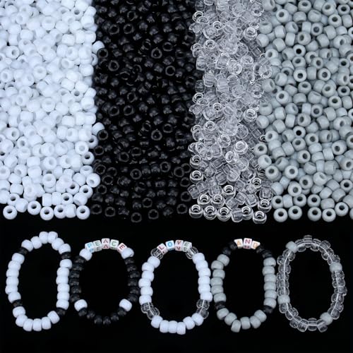 GUJOXILA 1000 Stück Pony Perlen mit Zum Auffädeln Große Loch 6x9mm Kandi Beads Bastelperlen Schwarz Weiß Grau Pony Beads Perlen Set für Armbänder Halsketten Schlüsselanhänger Schmuckherstellung GUJOXILA 1000 Stück Pony Perlen mit Zum Auffädeln Große Loch 6x9mm Kandi Beads Bastelperlen Schwarz Weiß Grau Pony Beads Perlen Set für Armbänder Halsketten Schlüsselanhänger Schmuckherstellung von GUJOXILA