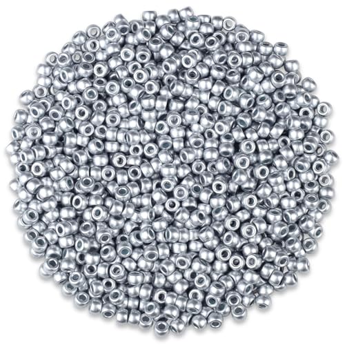 GUJOXILA 1000 Stück Silber Pony Perlen mit Zum Auffädeln Große Loch 6x9mm Kandi Beads Bastelperlen Pony Beads Perlen Set für Armbänder Halsketten Schlüsselanhänger Schmuckherstellung von GUJOXILA