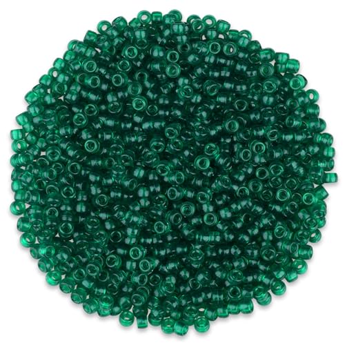 GUJOXILA 1000 Stück Transparentes Grün Pony Perlen mit Zum Auffädeln Große Loch 6x9mm Kandi Beads Bastelperlen Pony Beads Perlen Set für Armbänder Halsketten Schlüsselanhänger Schmuckherstellung von GUJOXILA