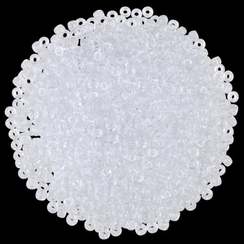 GUJOXILA 1000 Stück Transparentes Weiß Pony Perlen mit Zum Auffädeln Große Loch 6x9mm Kandi Beads Bastelperlen Pony Beads Perlen Set für Armbänder Halsketten Schlüsselanhänger Schmuckherstellung von GUJOXILA