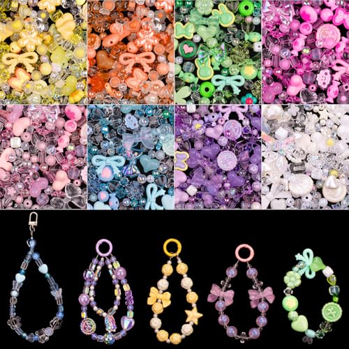 GUJOXILA Perlen zum Auffädeln Acrylperlen Perlen für Armbänder 8 Farben Kawaii Bastelperlen Enthält Blumenschleife Schmetterling Herz Für Halsketten Schmuckherstellung Handy Kette DIY GUJOXILA Perlen zum Auffädeln Acrylperlen Perlen für Armbänder 8 Farben Kawaii Bastelperlen Enthält Blumenschleife Schmetterling Herz Für Halsketten Schmuckherstellung Handy Kette DIY von GUJOXILA