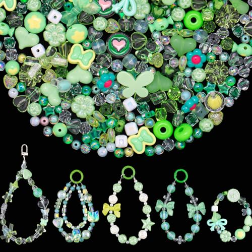 GUJOXILA Perlen zum Auffädeln Grün Acrylperlen Perlen für Armbänder Grün Kawaii Bastelperlen Enthält Blumenschleife Schmetterling Herz Für Halsketten Schmuckherstellung Handy Kette DIY GUJOXILA Perlen zum Auffädeln Grün Acrylperlen Perlen für Armbänder Grün Kawaii Bastelperlen Enthält Blumenschleife Schmetterling Herz Für Halsketten Schmuckherstellung Handy Kette DIY von GUJOXILA