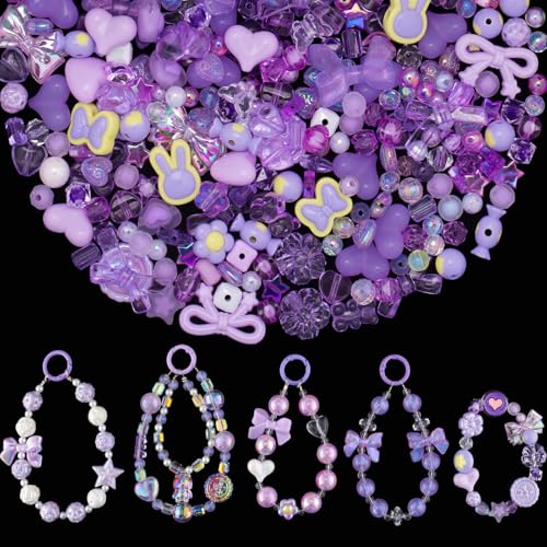 GUJOXILA Perlen zum Auffädeln Lila Acrylperlen Perlen für Armbänder Kawaii Bastelperlen Enthält Blumenschleife Schmetterling Herz Für Halsketten Schmuckherstellung Handy Kette DIY GUJOXILA Perlen zum Auffädeln Lila Acrylperlen Perlen für Armbänder Kawaii Bastelperlen Enthält Blumenschleife Schmetterling Herz Für Halsketten Schmuckherstellung Handy Kette DIY von GUJOXILA