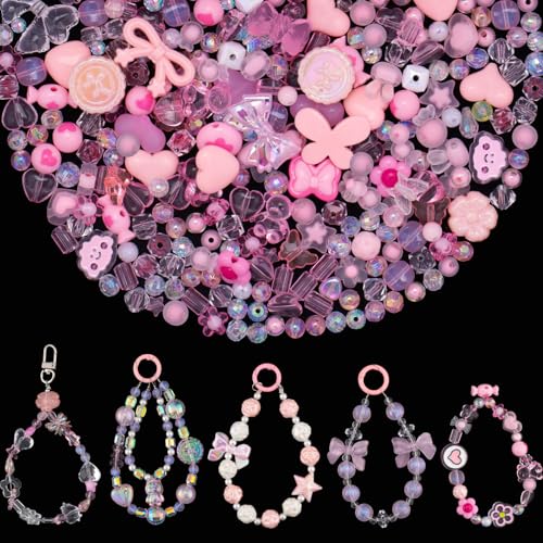 GUJOXILA Perlen zum Auffädeln Rosa Acrylperlen Perlen für Armbänder Kawaii Bastelperlen Enthält Blumenschleife Schmetterling Herz Für Halsketten Schmuckherstellung Handy Kette DIY GUJOXILA Perlen zum Auffädeln Rosa Acrylperlen Perlen für Armbänder Kawaii Bastelperlen Enthält Blumenschleife Schmetterling Herz Für Halsketten Schmuckherstellung Handy Kette DIY von GUJOXILA