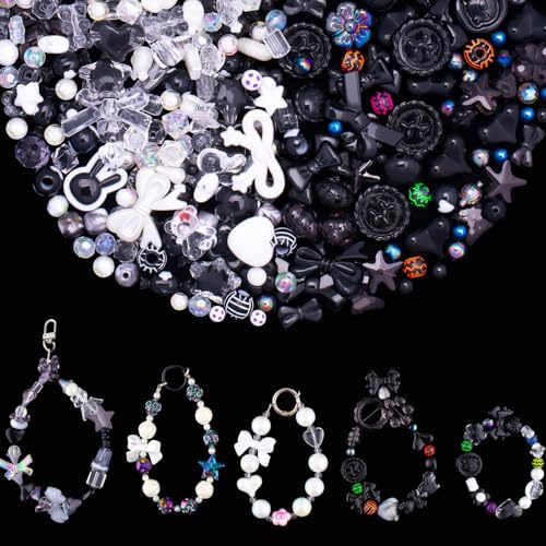 GUJOXILA Perlen zum Auffädeln Schwarz,Weiß Acrylperlen Perlen für Armbänder Kawaii Bastelperlen Enthält Blumenschleife Schmetterling Herz Für Halsketten Schmuckherstellung Handy Kette DIY GUJOXILA Perlen zum Auffädeln Schwarz,Weiß Acrylperlen Perlen für Armbänder Kawaii Bastelperlen Enthält Blumenschleife Schmetterling Herz Für Halsketten Schmuckherstellung Handy Kette DIY von GUJOXILA