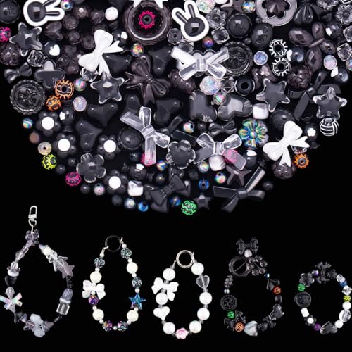 GUJOXILA Perlen zum Auffädeln Schwarz Acrylperlen Perlen für Armbänder Kawaii Bastelperlen Enthält Blumenschleife Schmetterling Herz Für Halsketten Schmuckherstellung Handy Kette DIY GUJOXILA Perlen zum Auffädeln Schwarz Acrylperlen Perlen für Armbänder Kawaii Bastelperlen Enthält Blumenschleife Schmetterling Herz Für Halsketten Schmuckherstellung Handy Kette DIY von GUJOXILA